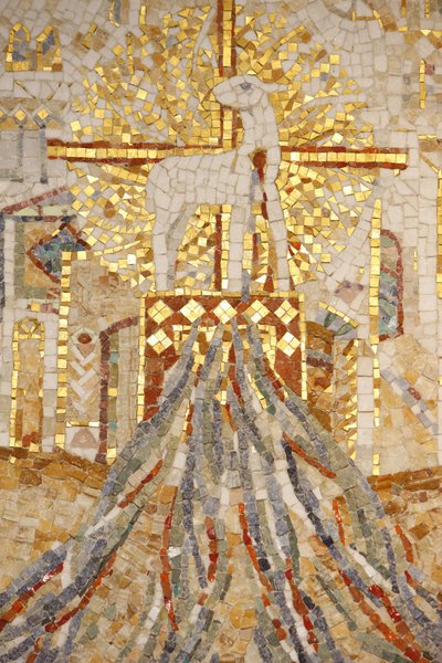 Basílica de la abadía de Saint-Maurice, Mosaico de Madeleine Diener El cordero de Dios y 7 canales simbolizando la creación, Saint-Maurice, Suiza de Unbekannt