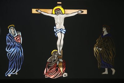Obra de arte de la iglesia copta de San Antonio: Jesús en la cruz, Jerusalén, Israel de Unbekannt