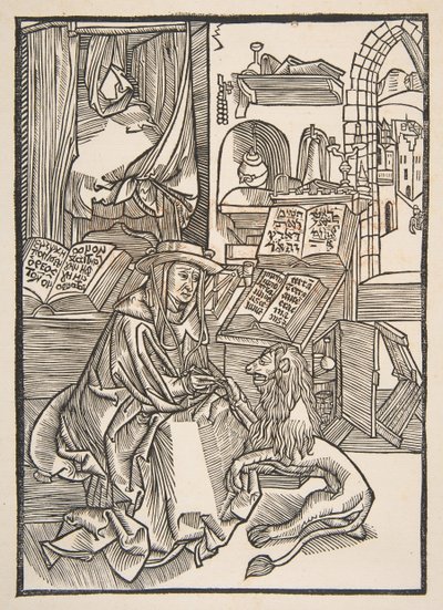 San Jerónimo extrayendo una espina del pie del león, copia de Lyon 1508 de Unbekannt