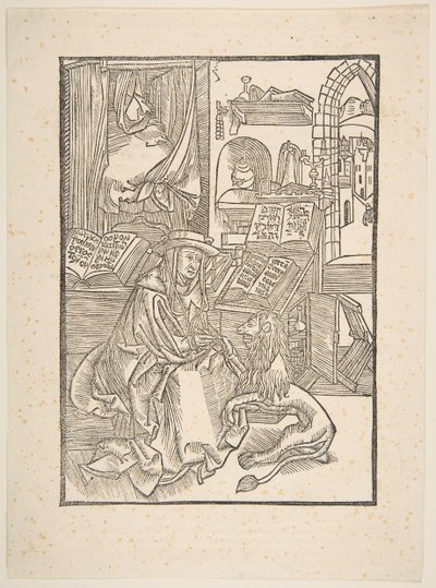 San Jerónimo extrayendo una espina del pie del león, copia de Lyon, 1508 de Unbekannt