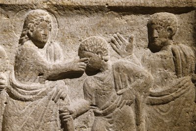 Abadía de San Víctor, Marsella. Detalle del sarcófago: Jesús curando a un ciego. Francia de Unbekannt