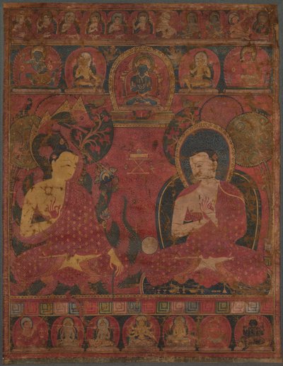 Sakyamuni con un discípulo Thangka, siglo XIV de Unbekannt