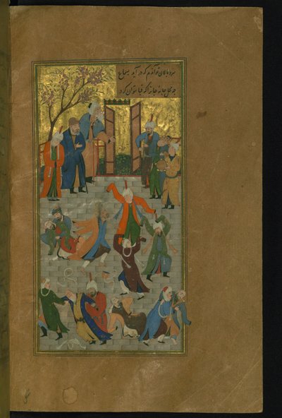 Ceremonia Sama. Miniatura de un manuscrito del Diván de Hafez, 1512 de Unbekannt