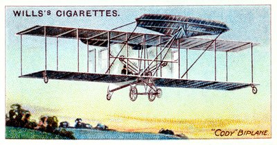 Samuel Franklin Cody, aviador británico nacido en Estados Unidos, volando en el biplano Cody c. 1909 de Unbekannt