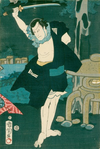 Guerrero samurái. Pintura japonesa sobre seda, en un estilo japonés tradicional de Unbekannt