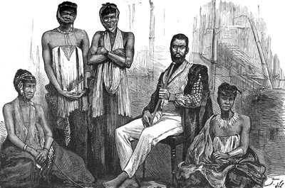 Sandilli, jefe de los Gaikas y sus esposas, c1880 de Unbekannt