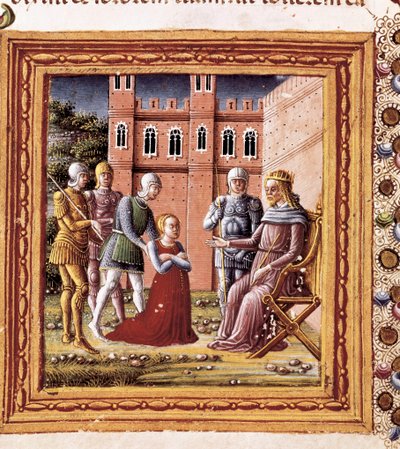 Sara presentada al Faraón, miniatura pintada por Marco Giovanni Dell