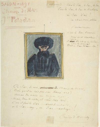 Dibujo satírico de Sâr Joséphin Peladan, 1891 de Unbekannt