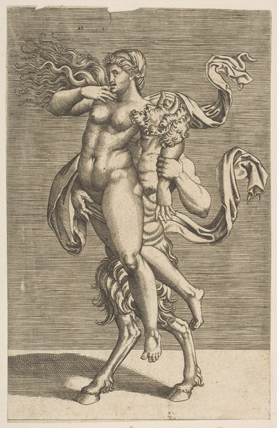 Sátiro llevando a una ninfa sujetando su brazo derecho, ca. 1515-1600 de Unbekannt