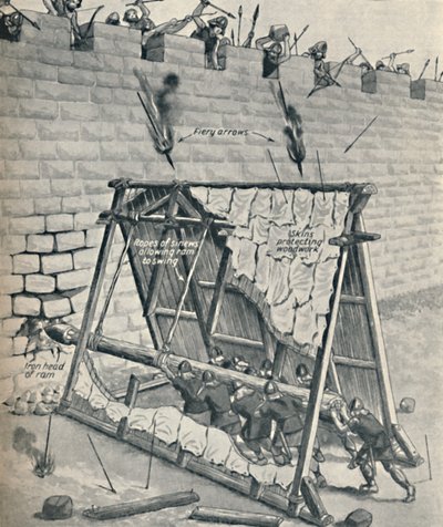 Sajones derribando una muralla de la ciudad, c1934 de Unbekannt