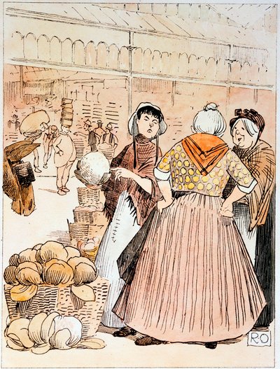 Escena en el mercado de frutas y verduras de Covent Garden, Londres, principios del siglo XX de Unbekannt