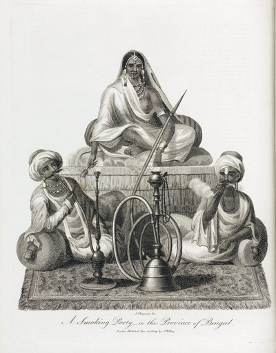 Escena de fumadero en la provincia de Bengala (India) de Unbekannt