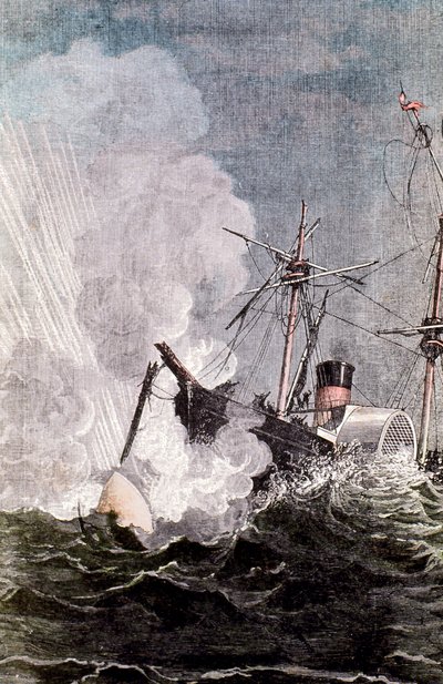 Escena de De la Tierra a la Luna de Jules Verne, 1865 de Unbekannt