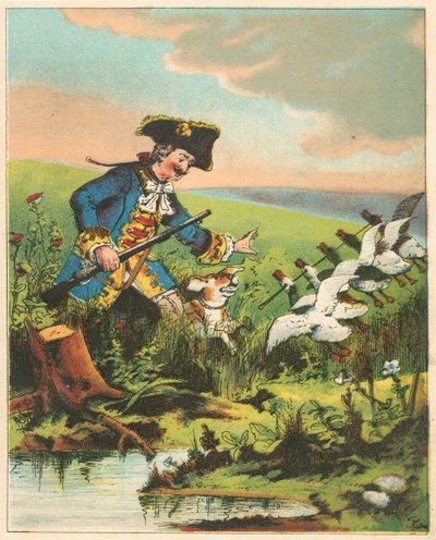 Escena de Las aventuras del Barón Munchausen por Rudolph Erich Raspe, c. 1850 de Unbekannt