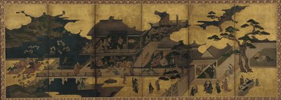 Escena de una fiesta en un burdel, período Edo, finales del siglo XVII de Unbekannt