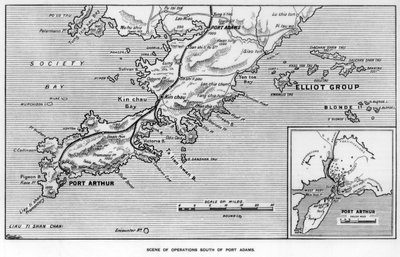 Escena de operaciones al sur de Port Adams, Manchuria, Guerra Ruso-Japonesa, 1905 de Unbekannt