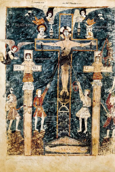Escena de la Crucifixión, miniatura, 976 de Unbekannt