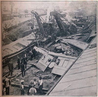 Escena del terrible desastre ferroviario en Salisbury, 1906 de Unbekannt