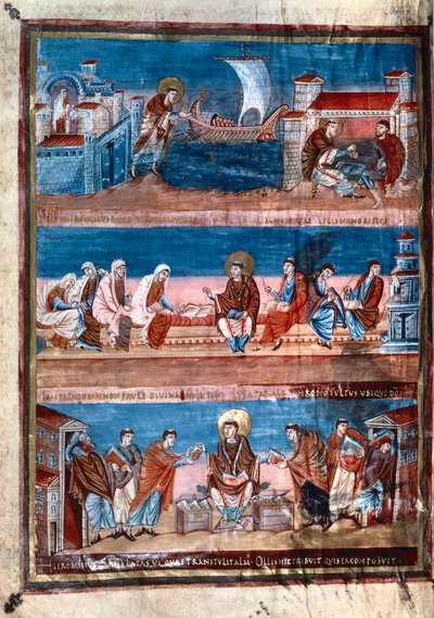 Escenas de la vida de San Jerónimo, de la Biblia de Carlos el Calvo, siglo IX de Unbekannt