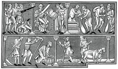 Escenas de la vida medieval, siglo XIII, 1870 de Unbekannt