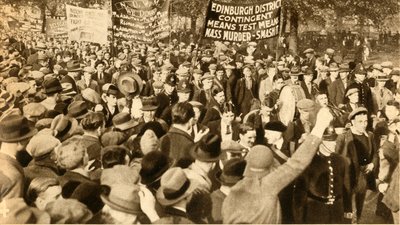 Manifestantes escoceses, protestas de la Prueba de Medios, Hyde Park, Londres, 1932 de Unbekannt