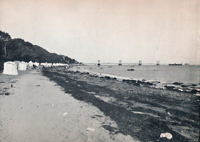 Vista del mar - La playa de baño y el muelle colgante, 1895 de Unbekannt