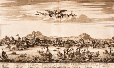 Batalla naval durante el sitio de Candia, de: Schauplatz des Krieges de Unbekannt
