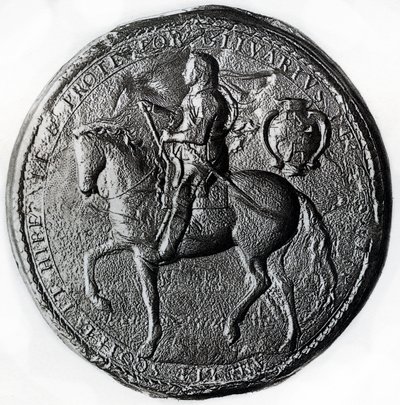 Sello del Protectorado con Oliver Cromwell a caballo, siglo XVII, 1899 de Unbekannt