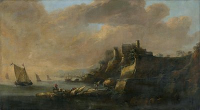 Paisaje marino con un castillo de Unbekannt