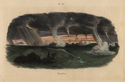 Marina con trombas marinas y barcos de vela del siglo XVIII de Unbekannt
