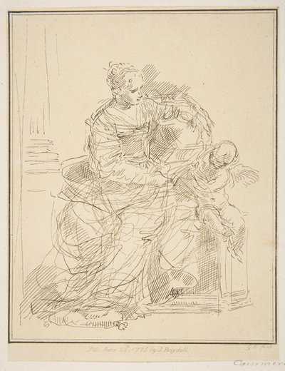 Mujer sentada con un putto, 1775 de Unbekannt