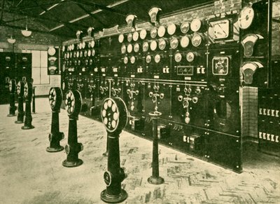 Sección del tablero de conmutadores en la central eléctrica, Metropolitan Railway de Unbekannt