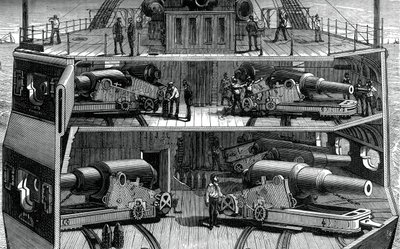 Vista en sección de baterías en la fragata acorazada Alexandra, c1880 de Unbekannt