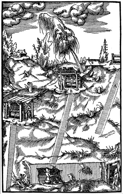 Vista seccional de una mina alemana, 1556 de Unbekannt