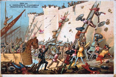 Asedio de París por los normandos, siglo XIX. Litografía en color. Colección privada de Unbekannt
