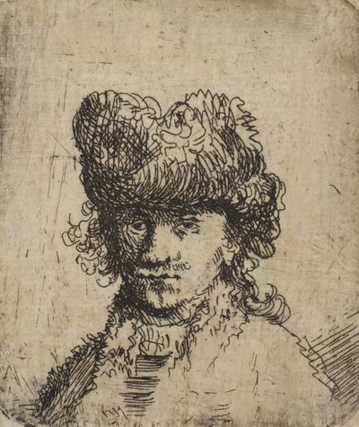 Autorretrato con gorro de piel: busto, siglo XVIII de Unbekannt