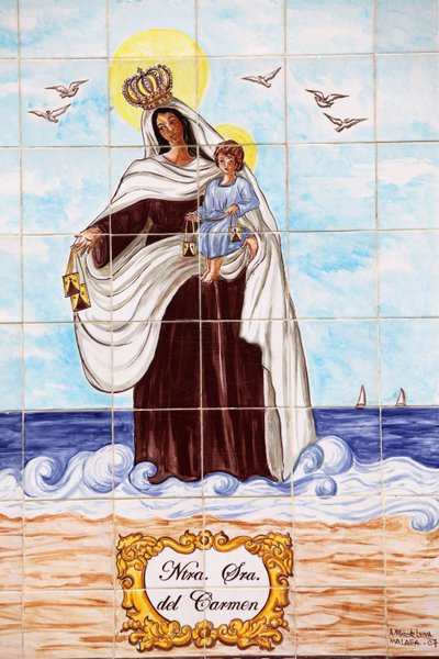 Panel de mosaico de azulejos de la Señora del Carmen, Málaga, España de Unbekannt