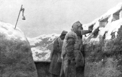 Centinelas en una trinchera mirando hacia tierra de nadie, Pas-de-Calais, Francia, invierno de Unbekannt