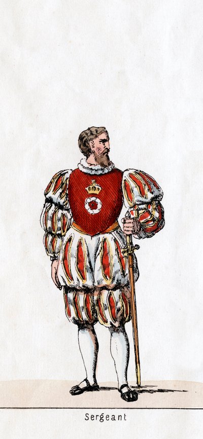 Sargento, diseño de vestuario para la obra de Shakespeare, Enrique VIII, siglo XIX de Unbekannt