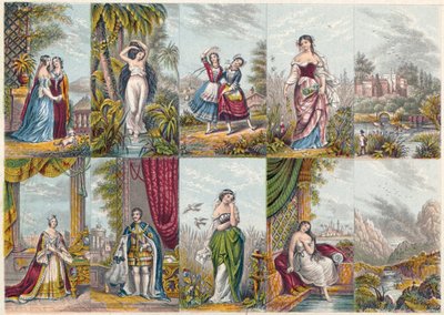 Serie de vistas y figuras, incluyendo un retrato de la Reina Victoria y el Príncipe Alberto de Unbekannt