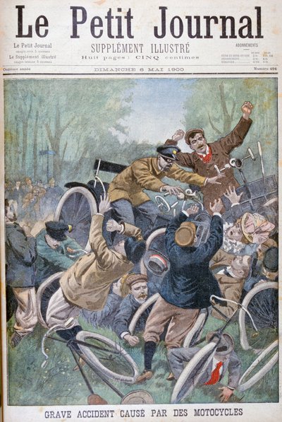 Accidente grave causado por bicicletas, París, 1900 de Unbekannt