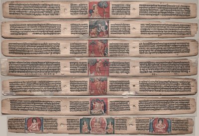 Siete hojas de un manuscrito del Gandavyuha-sutra..., 1000s-1100s de Unbekannt