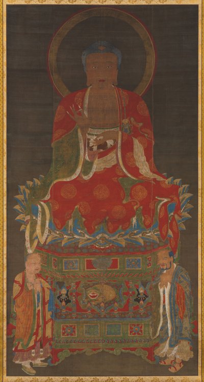 Tríada de Shakyamuni: Buda acompañado por Manjushri y Samantabhadra, 1300s de Unbekannt