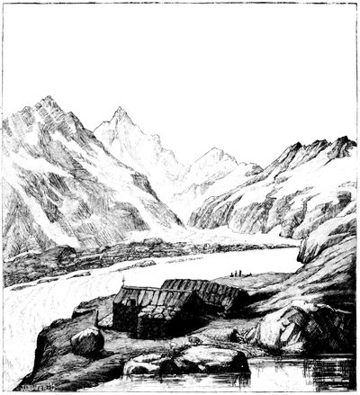 Refugio construido por el glaciólogo Louis Agassiz, glaciar Aar, Suiza, 1842, 1885 de Unbekannt