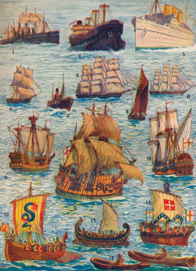 Barcos de muchos tipos y muchos siglos, c1934 de Unbekannt