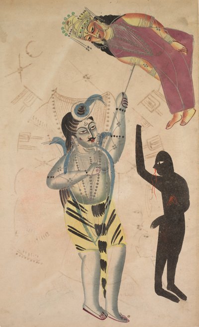 Shiva llevando en alto el cuerpo de su Sati, 1800s de Unbekannt