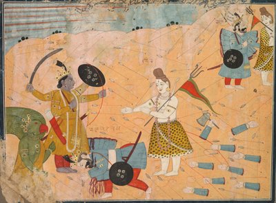 Shiva intercede por Vanasura: Escena de la sección Aniruddha Usha de Krishna Lila de Unbekannt