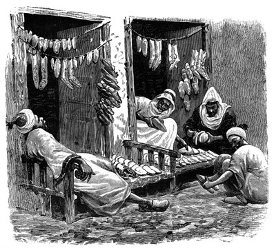 Tienda de zapatos en Fez, Marruecos, c1890 de Unbekannt
