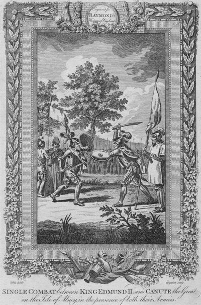 Combate singular entre el Rey Edmundo II y Canuto el Grande en la Isla de Abney, 1787 de Unbekannt