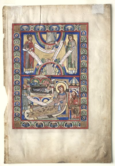 Hoja única extraída de un libro de evangelios: La Natividad recto, c. 1190 de Unbekannt